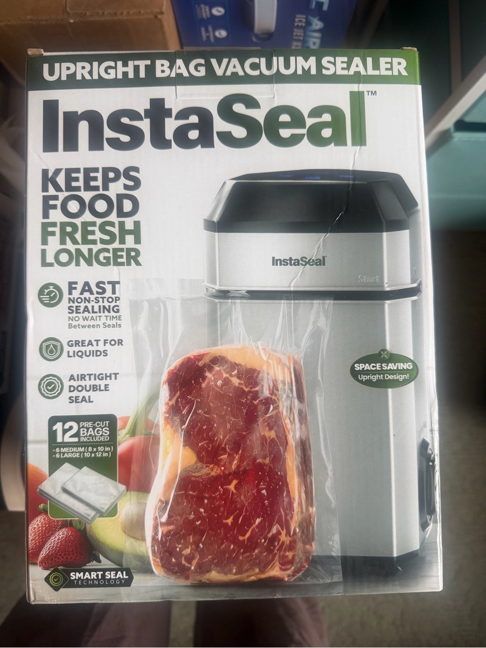 InstaSeal Upright Bag Vacuum Sealer - Stainless Steel & Black